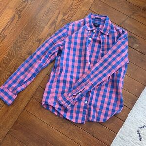 J. Crew Casual Blue and Pink Plaid Shirt